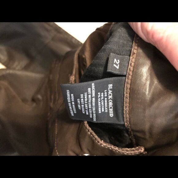 Size 27 Black Orchid Brown Coated Denim Skinnies - Picture 6 of 6